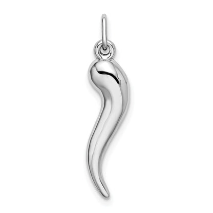 14k White Gold 3-D Italian Horn Charm