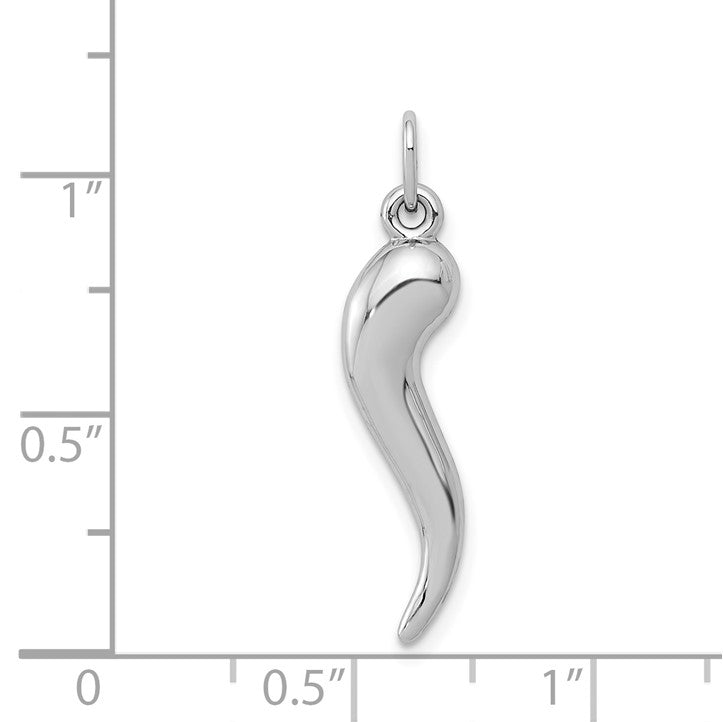 14k White Gold 3-D Italian Horn Charm