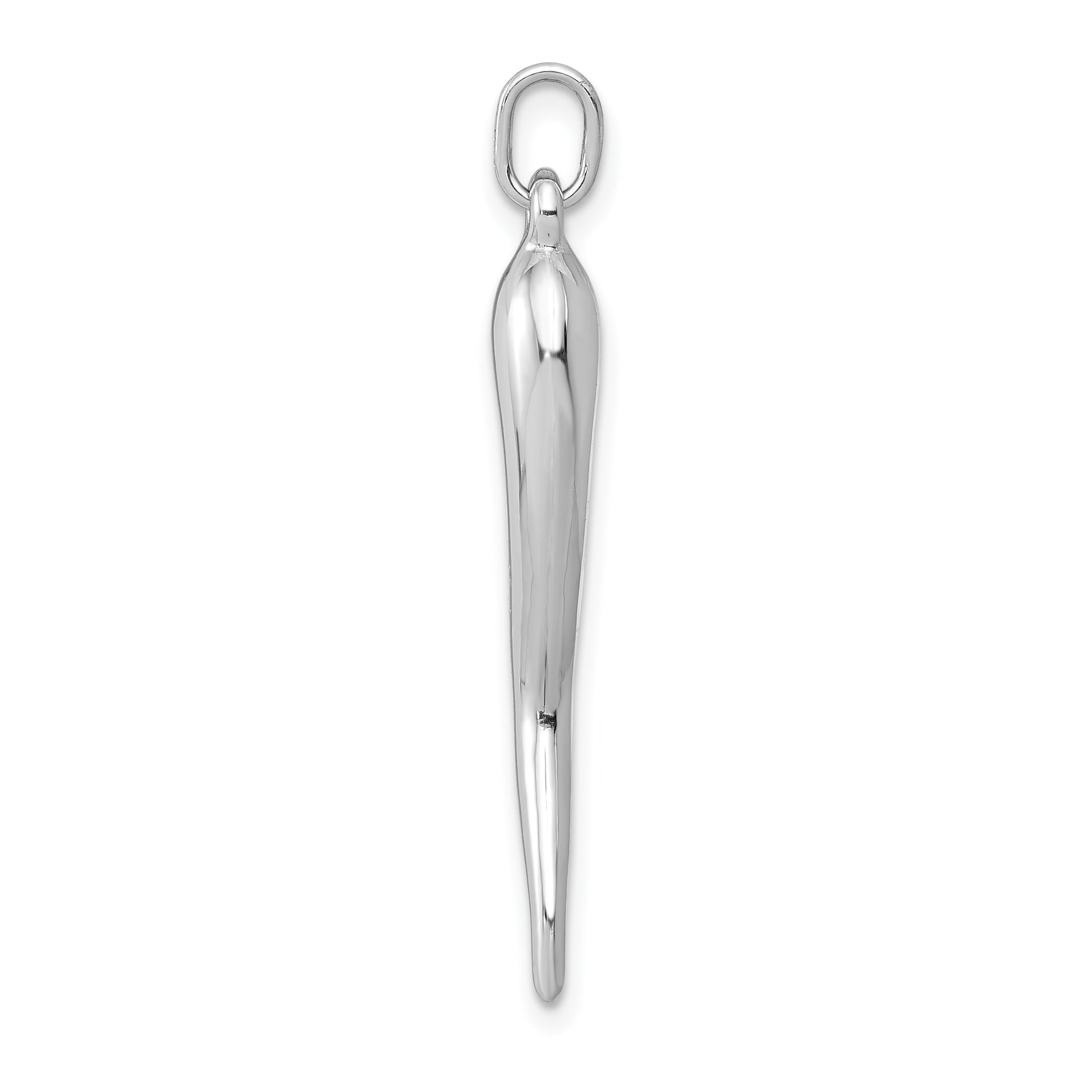 14k White Gold 3-D Italian Horn Charm