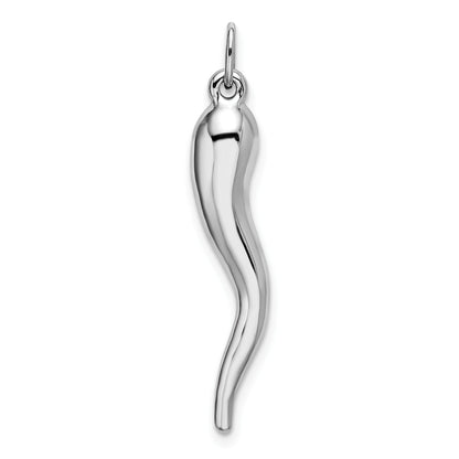 14k White Gold 3-D Italian Horn Charm