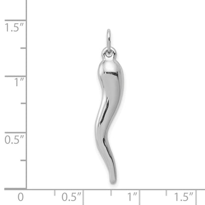 14k White Gold 3-D Italian Horn Charm