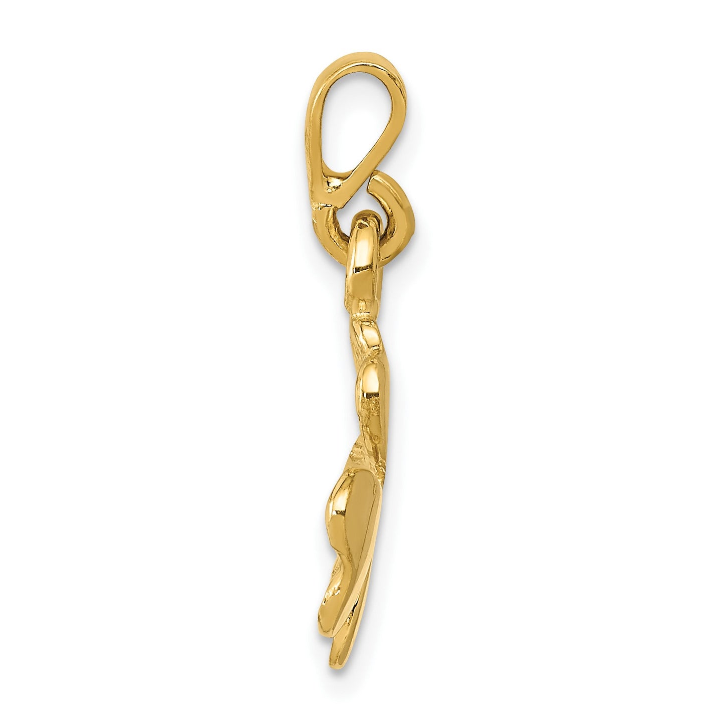 14k Polished and Textured Four Leaf Clover Pendant