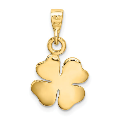 14k Polished and Textured Four Leaf Clover Pendant