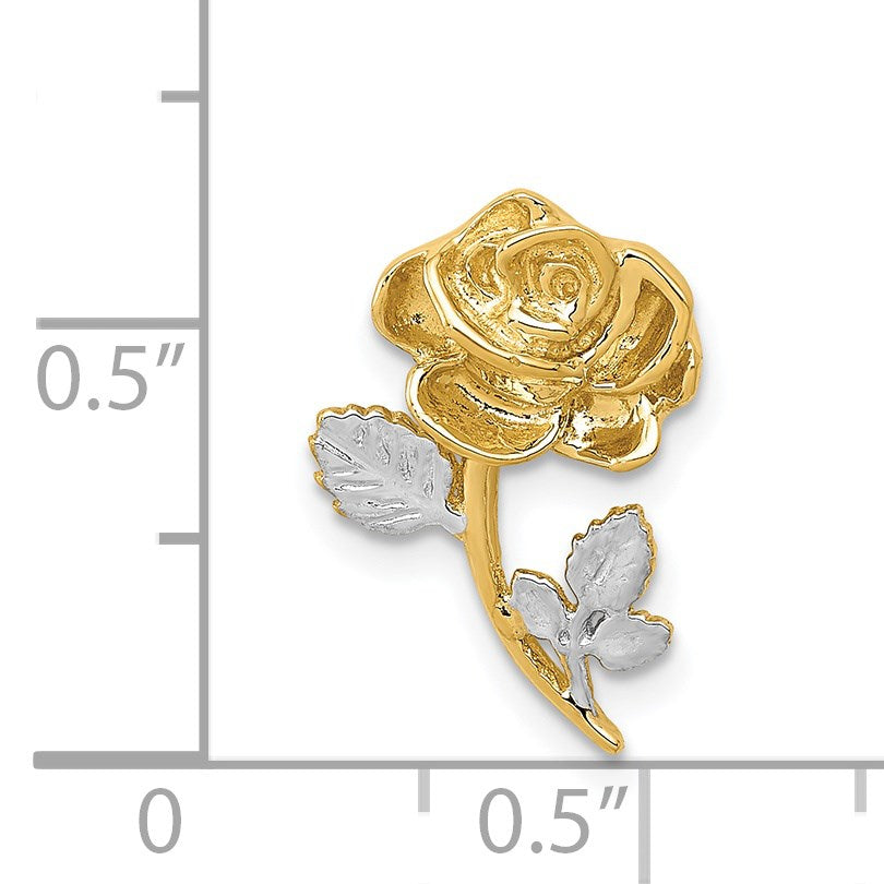 14k and White Rhodium Polished Rose Chain Slide
