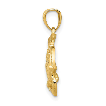 14k Polished Open Rose Pendant