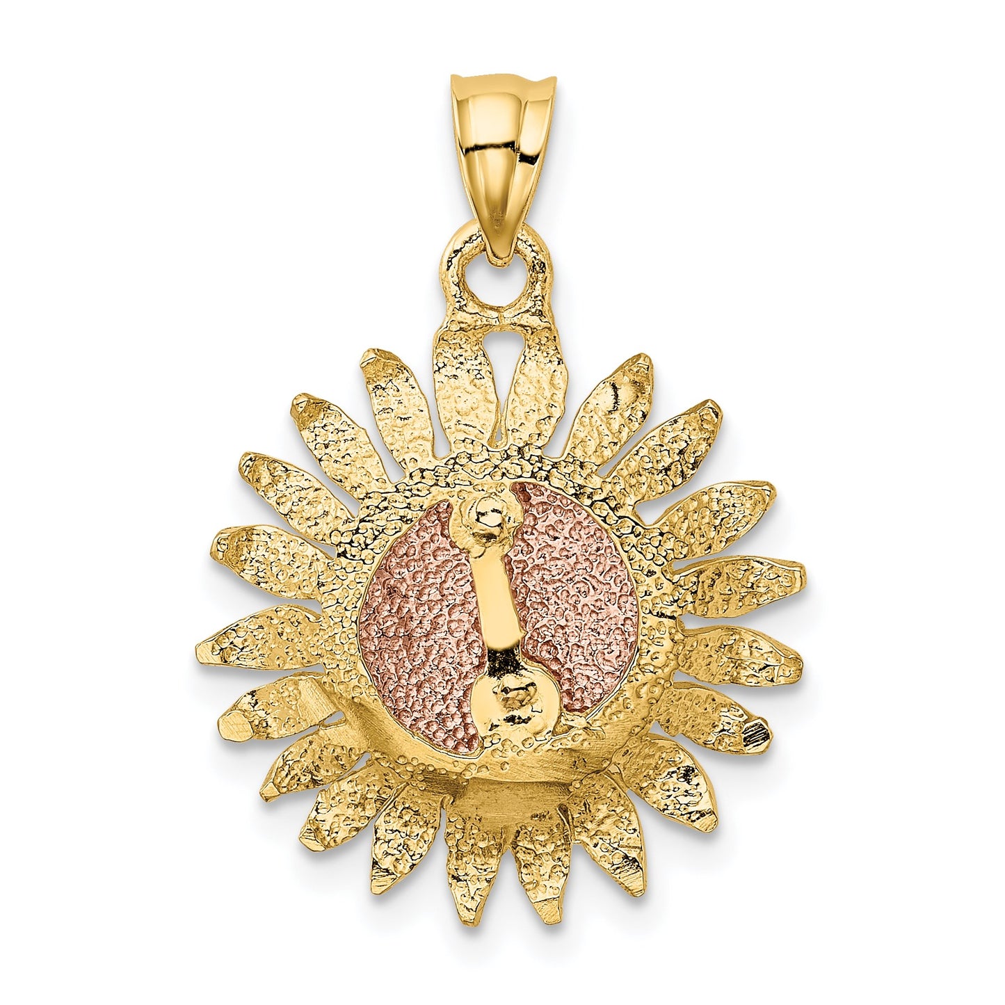14k Two-tone Polished Sunflower Pendant