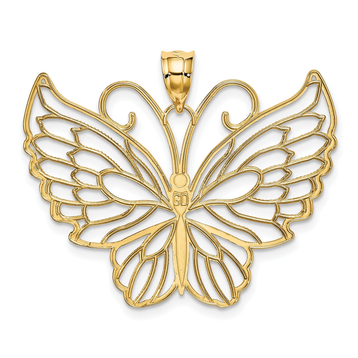 14k Polished Large Filigree Butterfly Pendant