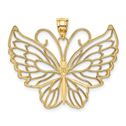 14k Polished Large Filigree Butterfly Pendant