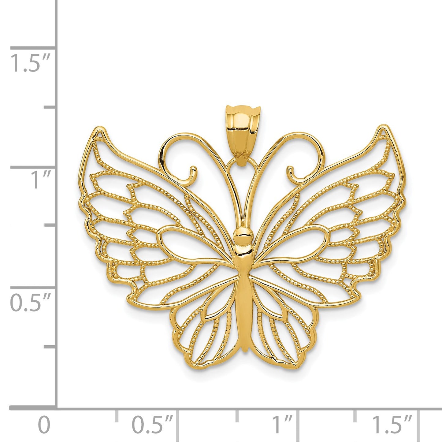 14k Polished Large Filigree Butterfly Pendant