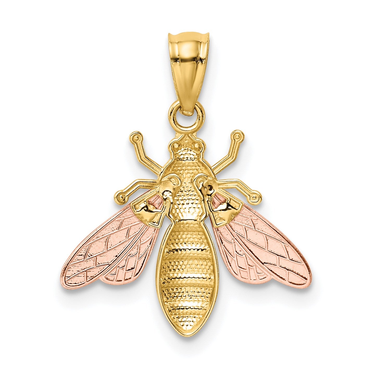 14k Two-tone with White Rhodium Polished Bee Pendant