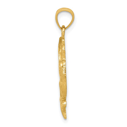 14k Polished Hummingbird with Flower Pendant