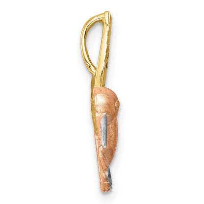 14K Two-tone with White Rhodium Satin Diamond-cut Hummingbird Chain Slide