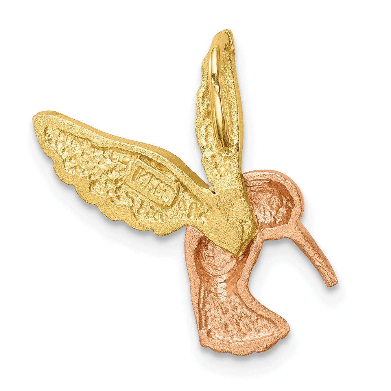 14K Two-tone with White Rhodium Satin Diamond-cut Hummingbird Chain Slide