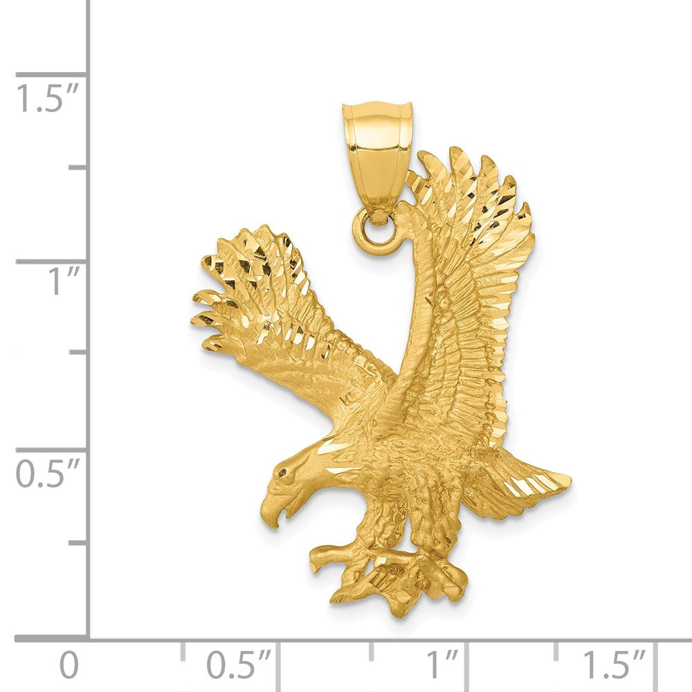 14k Satin Diamond-cut Eagle Pendant