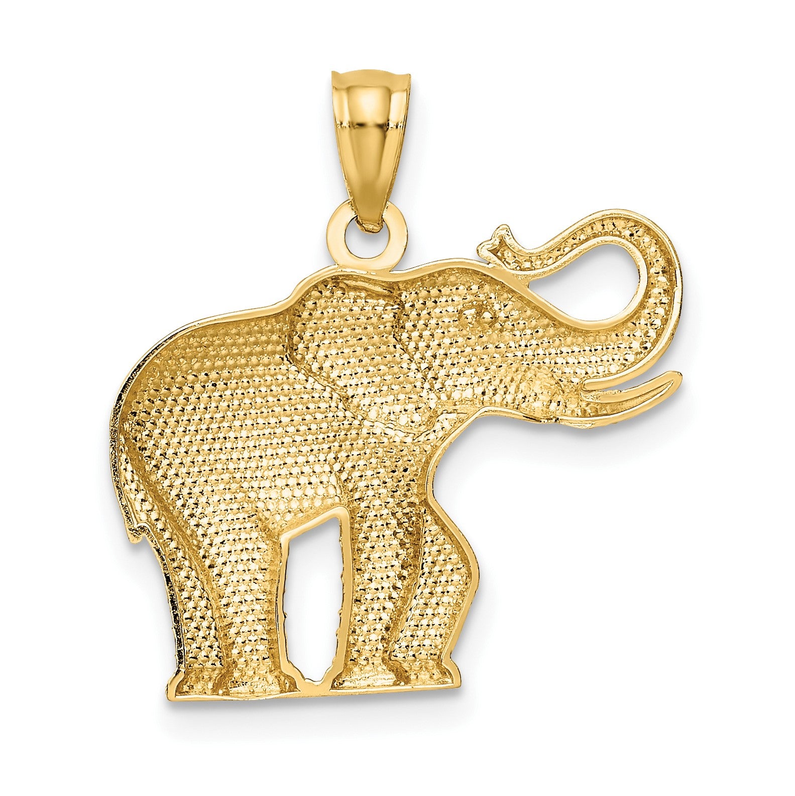 14k Polished and Satin Elephant Pendant