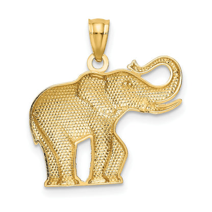 14k Polished and Satin Elephant Pendant