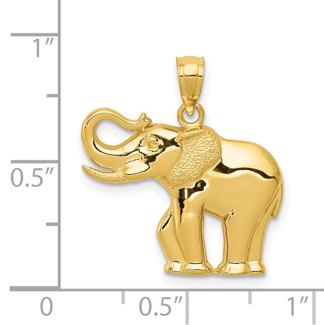 14k Polished and Satin Elephant Pendant