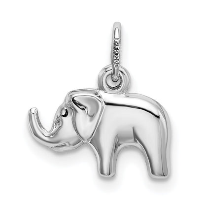 14k White Gold Small Polished Elephant Charm