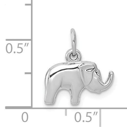 14k White Gold Small Polished Elephant Charm