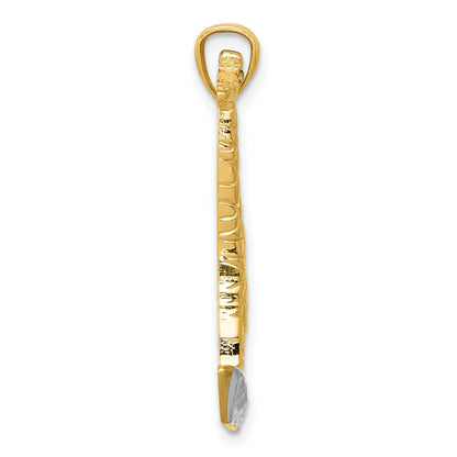 14k and White Rhodium Diamond-cut Polished Giraffe Pendant