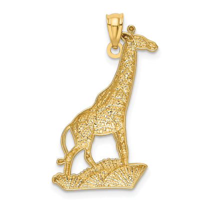 14k and White Rhodium Diamond-cut Polished Giraffe Pendant