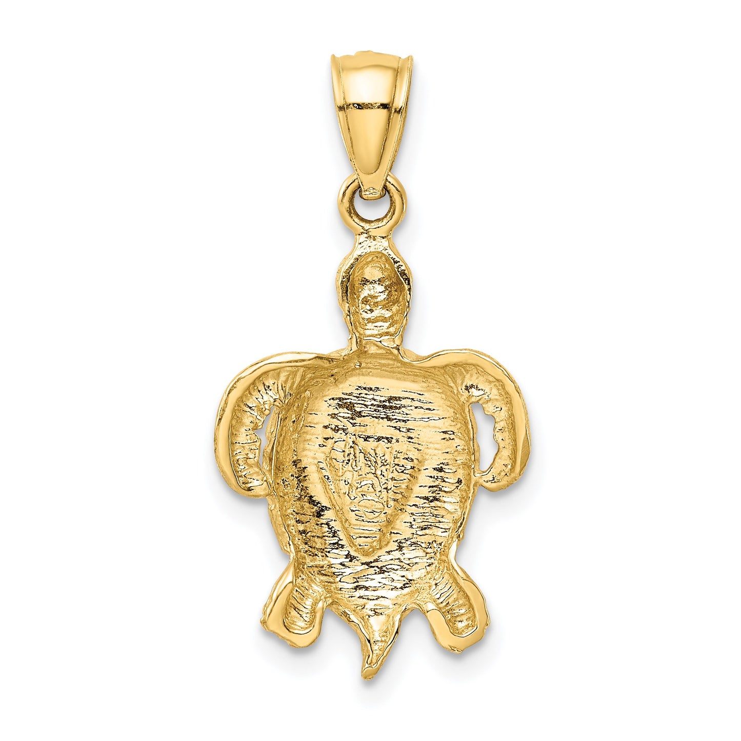 14k Polished Lab Created Blue Opal Turtle Pendant