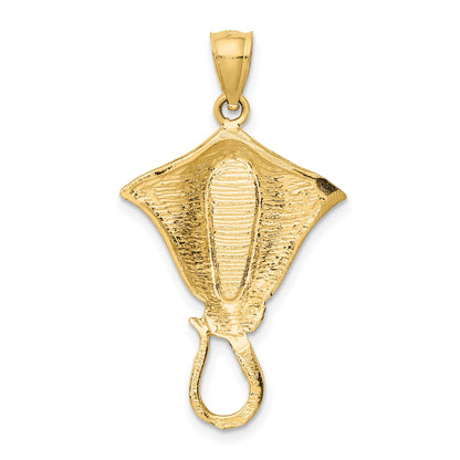 14k Polished Lab Created Blue Opal Stingray Pendant