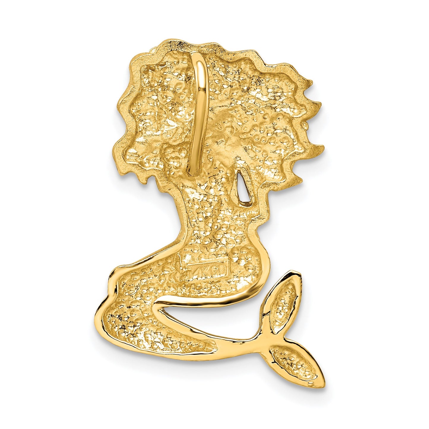 14k and White Rhodium Satin Diamond-cut Mermaid Omega Slide