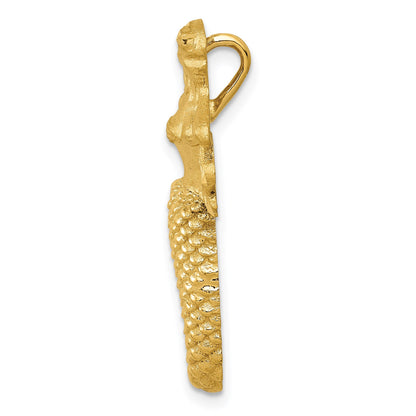 14k Polished and Satin Diamond-cut Mermaid Omega Slide