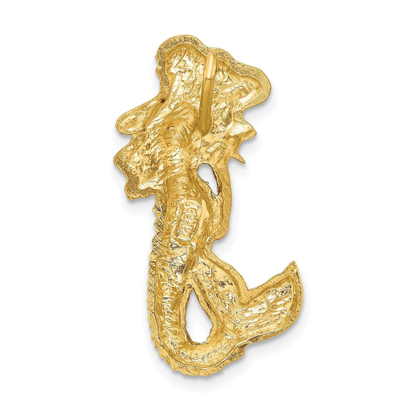 14k Polished and Satin Diamond-cut Mermaid Omega Slide
