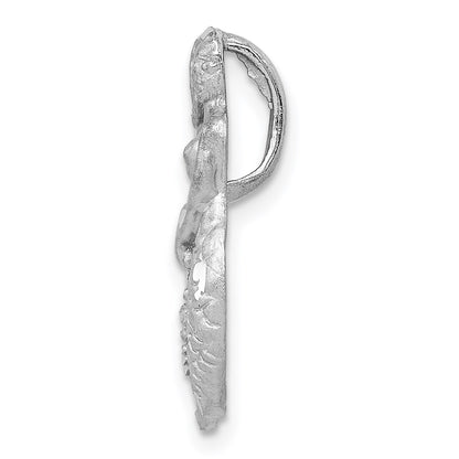 14K White Gold Satin and Diamond-Cut Mermaid Omega Slide