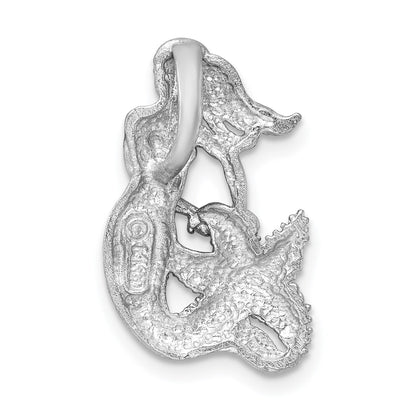 14K White Gold Satin and Diamond-Cut Mermaid Omega Slide