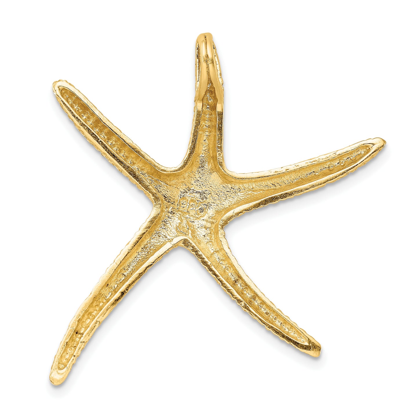 14k Large Textured Diamond-cut Starfish Omega Slide