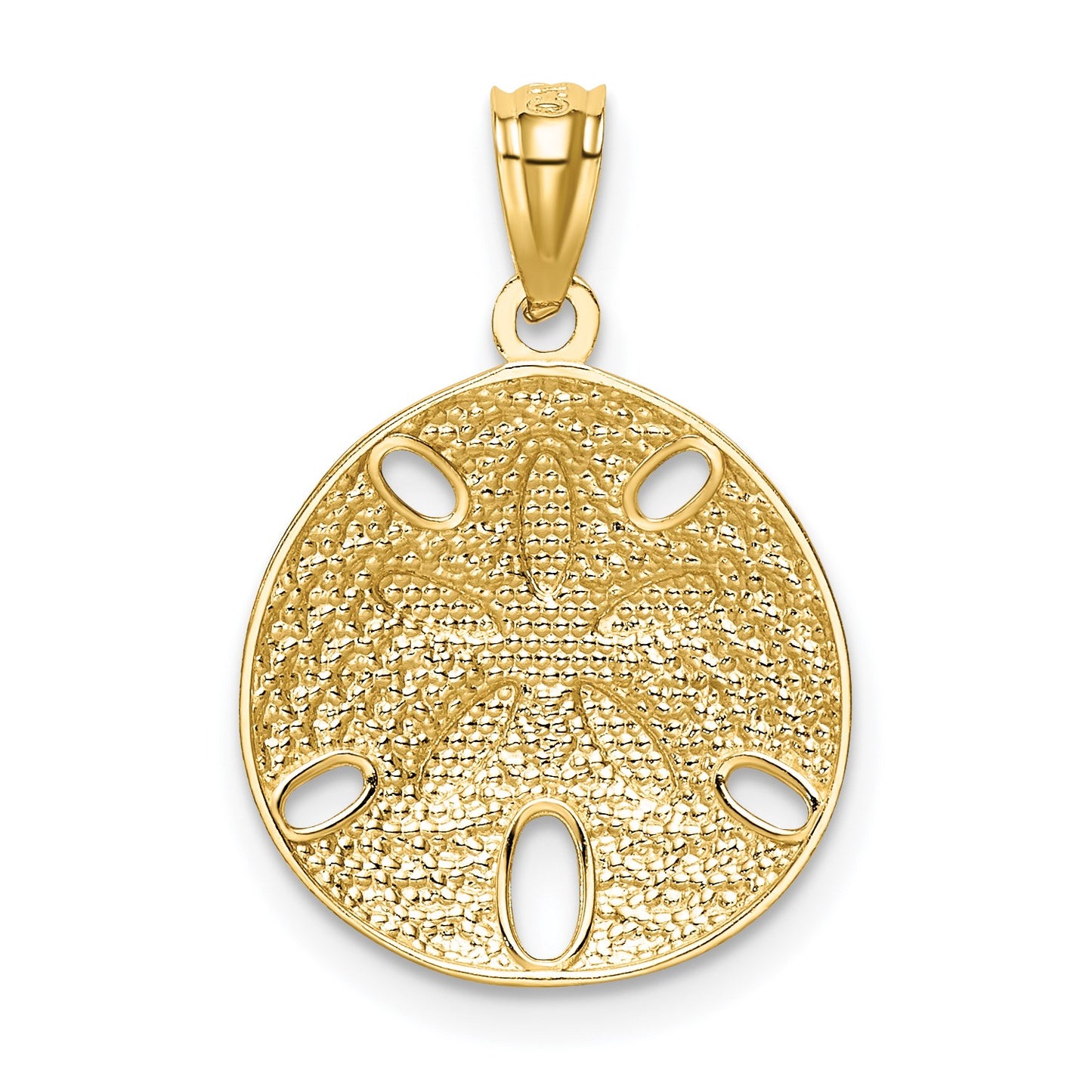 14k and White Rhodium Diamond-cut Polished Sand Dollar Pendant