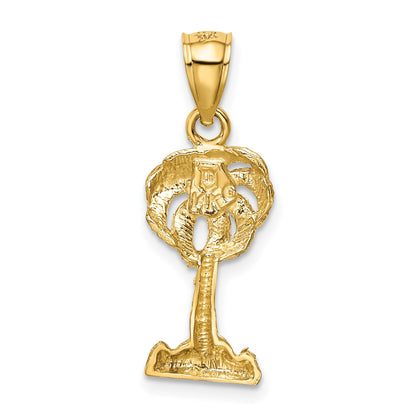 14k Polished Diamond-cut Palm Tree Pendant