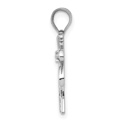 14k White Gold Polished Palm Tree Pendant