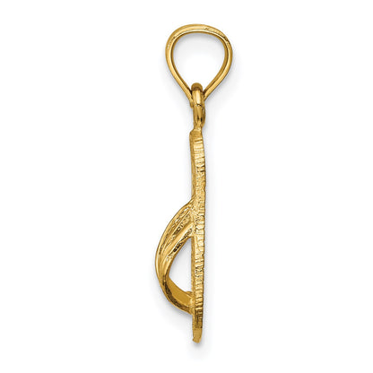 14k  3-D Polished And Textured Flip Flop Pendant