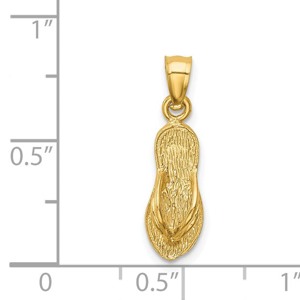 14k  3-D Polished And Textured Flip Flop Pendant