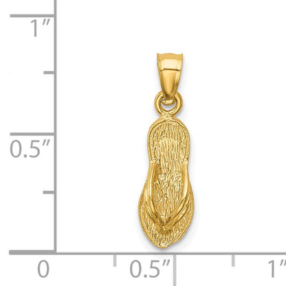 14k  3-D Polished And Textured Flip Flop Pendant