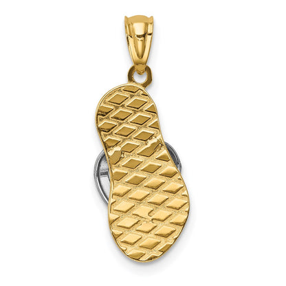 14K Yellow and Rose Gold w/Rhodium Sandal Pendant