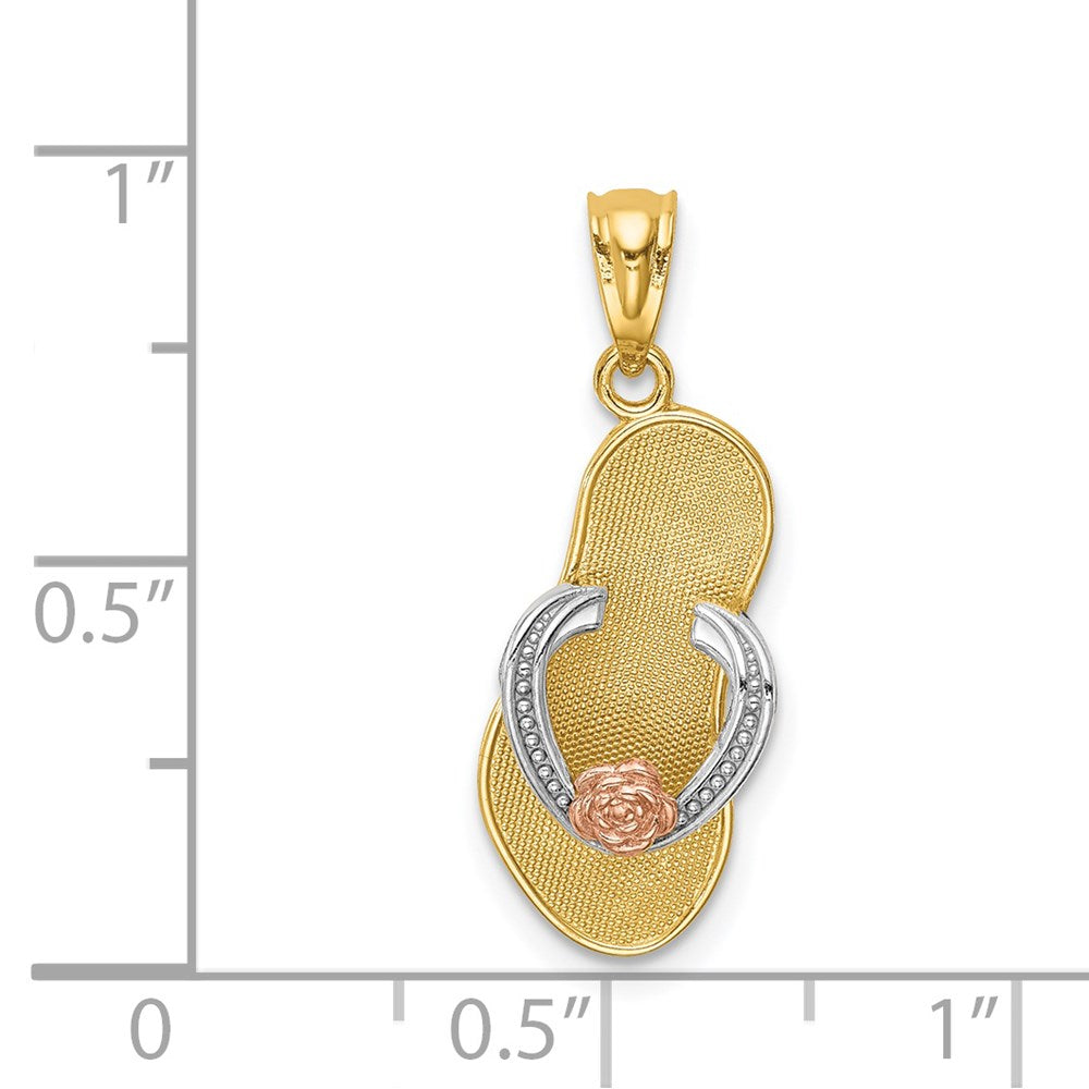 14K Yellow and Rose Gold w/Rhodium Sandal Pendant