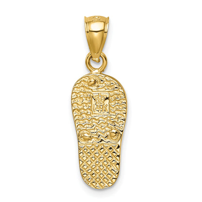 14k Polished 3-D Lab Created White Opal Flip Flop Pendant