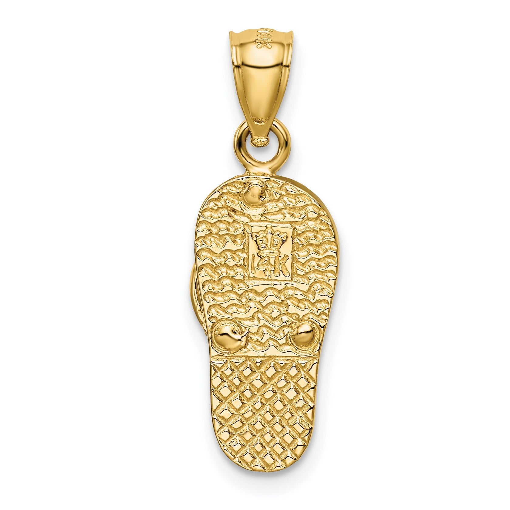 14k Polished 3-D Lab Created Blue Opal Flip Flop Pendant