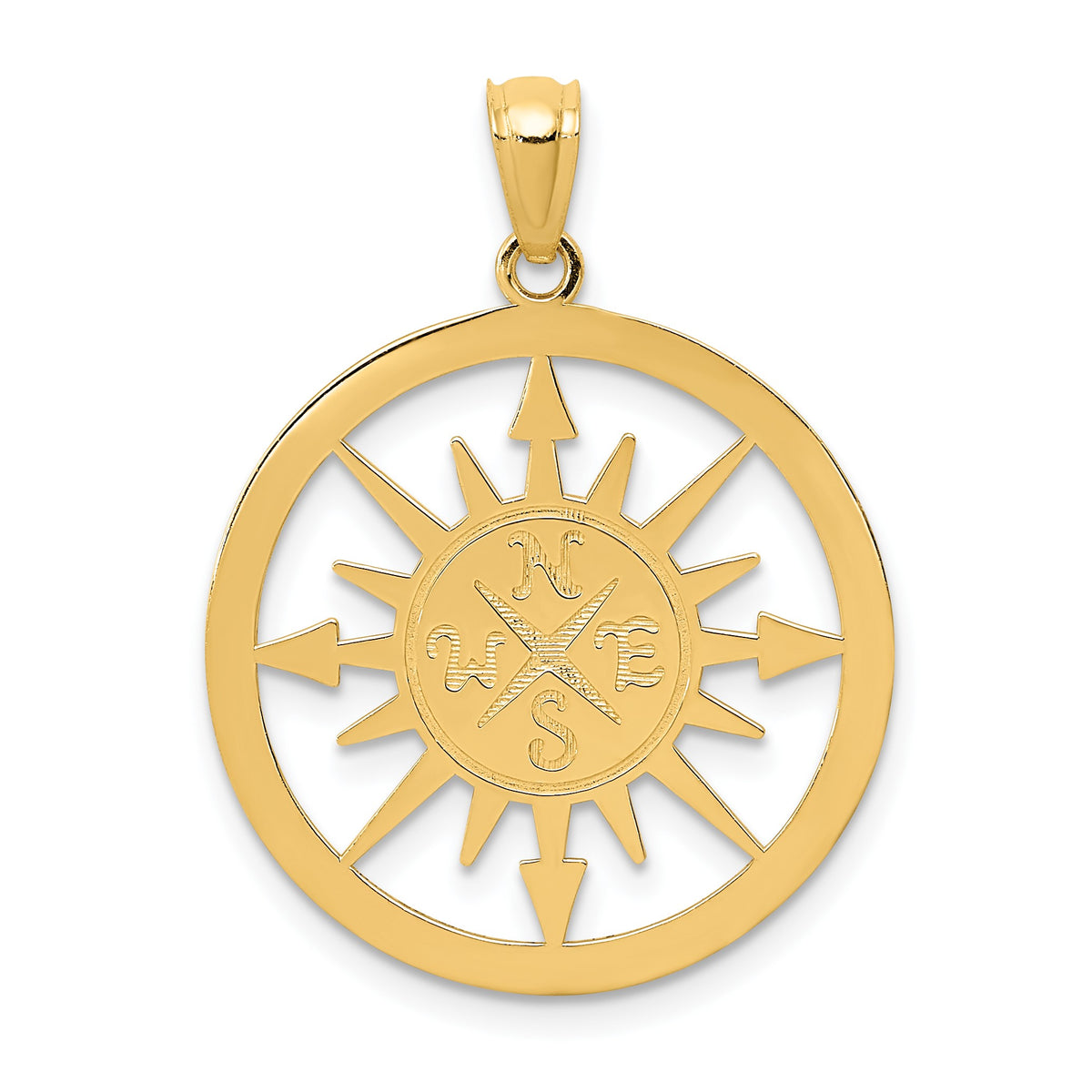14K Satin / Polished I WOULD BE LOST WITHOUT YOU Compass Pendant
