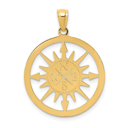 14K Satin / Polished I WOULD BE LOST WITHOUT YOU Compass Pendant