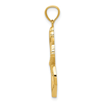 14k Polished Anchor with Rope Pendant