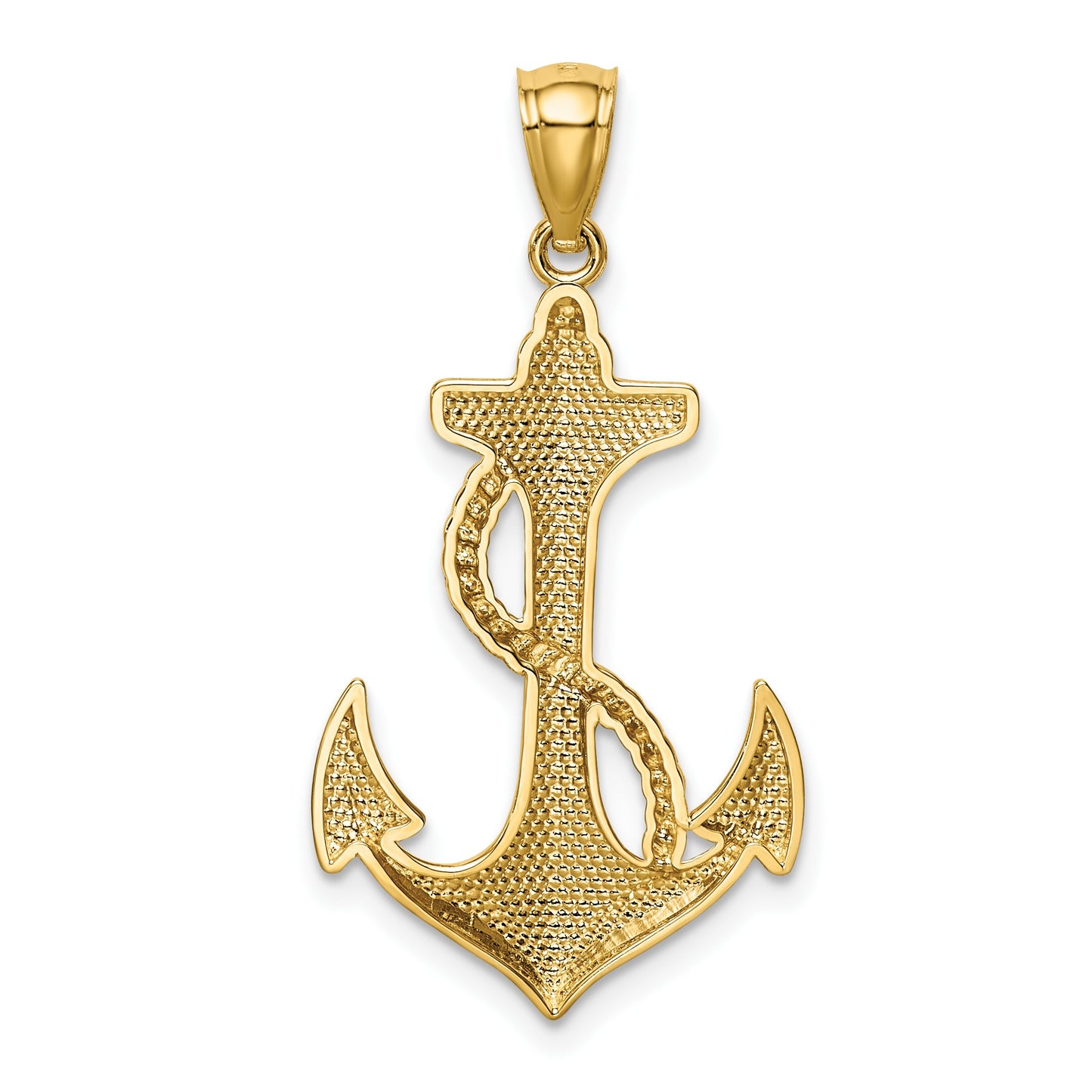 14k Polished Anchor with Rope Pendant