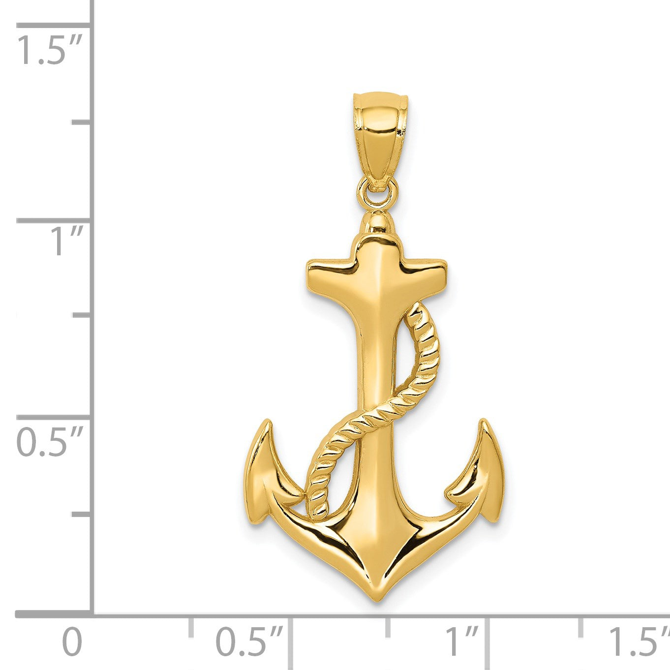 14k Polished Anchor with Rope Pendant