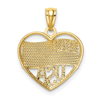 14k and White Rhodium Polished American Flag USA in Heart Pendant