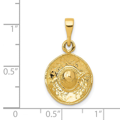 14K  3D Sombrero Pendant